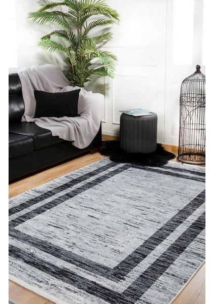Starioskol Gri Çerçeveli Polyester Dijital Baskı Halı