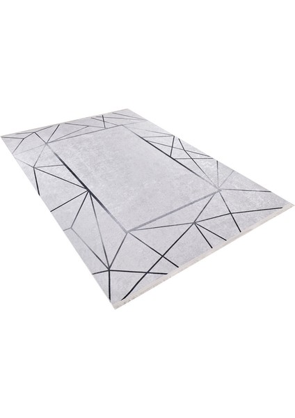 Rubtsovsk Gri Çerçeveli Polyester Dijital Baskı Halı
