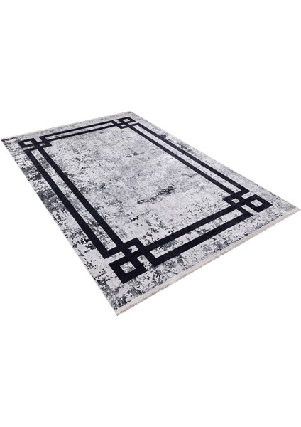 Sıktıvkar Gri Çerçeveli Polyester Dijital Baskı Halı