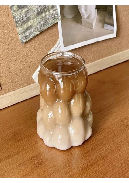 Üzüm Model Kulplu Kupa Bardak Borosilikat Kokteyl ve Soğuk-Sıcak Kahve Bardağı Pipet Hediyeli 350 ml
