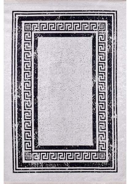 Biysk Gri Çerçeveli Polyester Dijital Baskı Halı