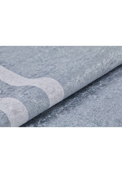 Cerkessk Gri Çerçeveli Polyester Dijital Baskı Halı