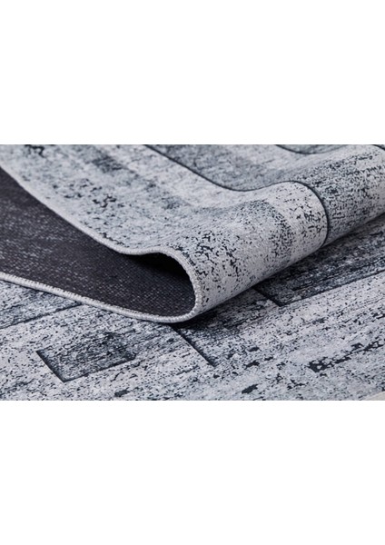 Velikinovgorod Gri Çerçeveli Polyester Dijital Baskı Halı
