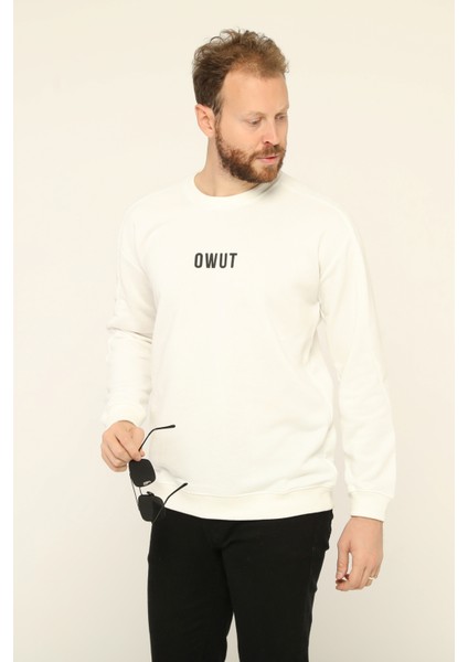 Bisiklet Yaka Baskılı Sweatshirt