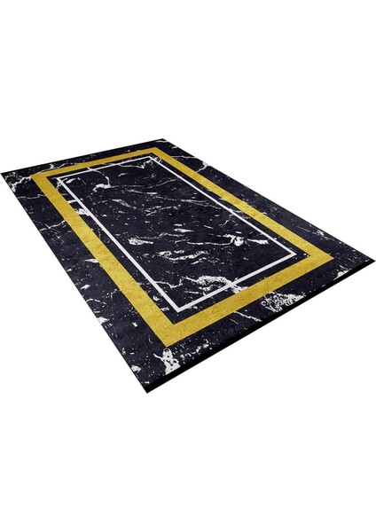 Abakan Sarı Çerçeveli Polyester Dijital Baskı Halı