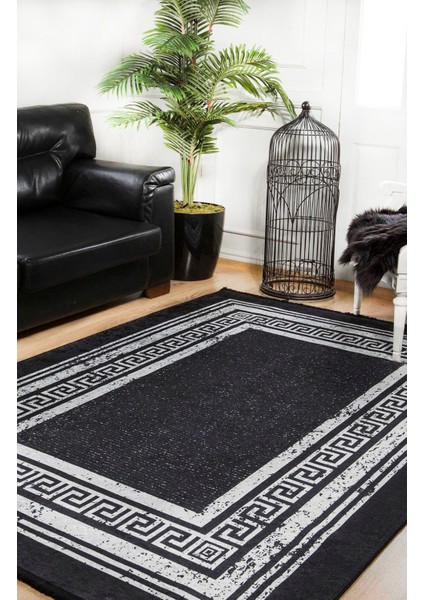 Prokopyevsk Gri Çerçeveli Polyester Dijital Baskı Halı