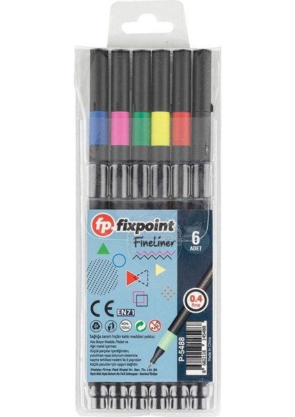 Fineliner Siyah Gövde 6'lı  Fixpoint P-5488