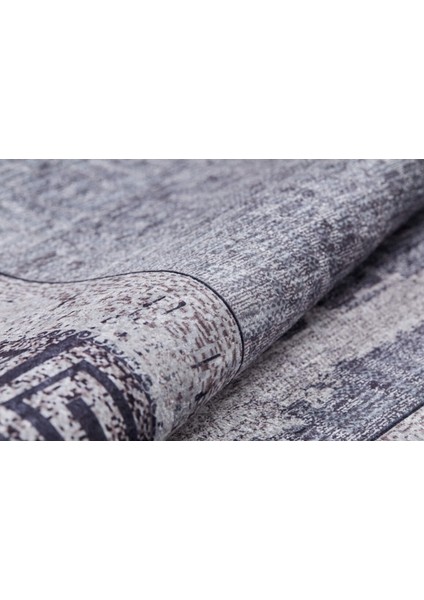 Zlatoust Antrasit Çerçeveli Polyester Dijital Baskı Halı