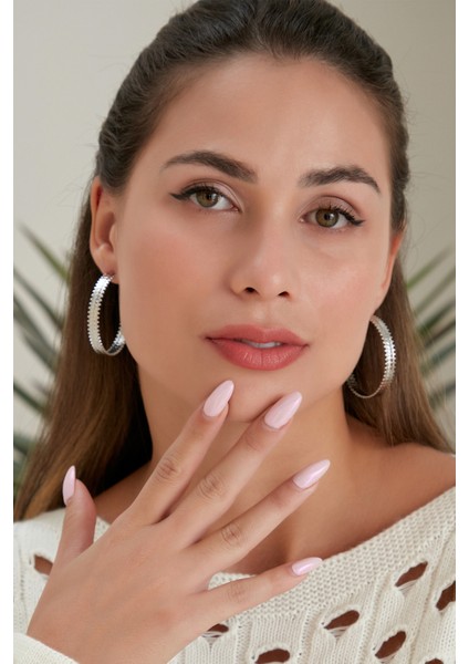 Kadın Exuberante Model Mega Özel Tasarım El Yapımı Halkalı Çelik Gümüş Kaplama Favori Stil Küpe Takı