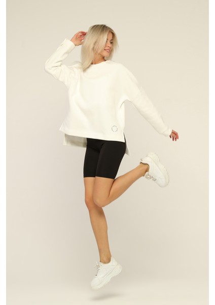 Ekru Baskılı Sweatshirt