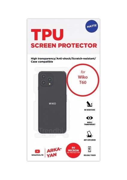 Wiko T60 Mat Arka ve Yan Koruyucu Tpu Film fiyatları
