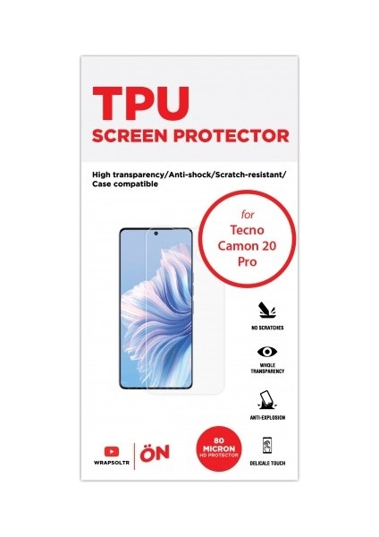 Tecno Camon 20 Pro Ekran Koruyucu Tpu Film