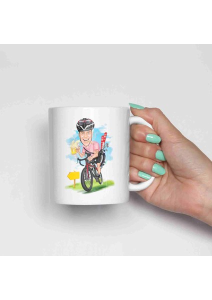 Bisikletçilere Özel Karikatürlü Kupa Bardak