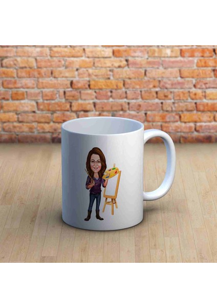 Kadın Ressamlara Özel Karikatürlü Kupa Bardak