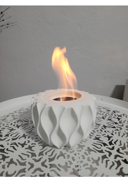 Masaüstü Beton Şömine +200ML Yakıt Model S1 Beyaz