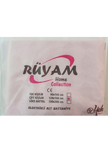 Rüyam Çift Kişilik Elektrikli Battaniye --Ebat :120 cm x 160 cm /düz Renk Nevresim