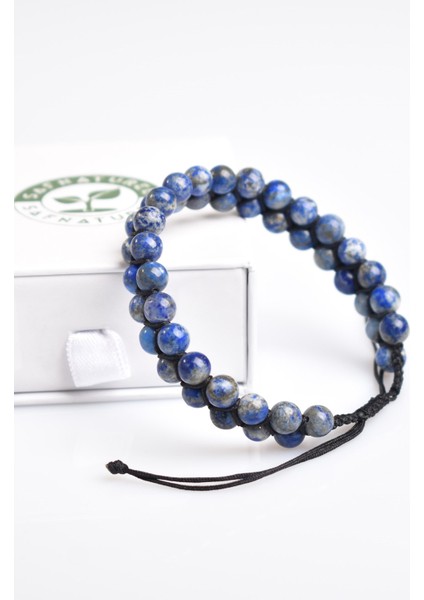 Lapis Lazuli 6mm Çift Sıra Makrome Doğal Taş Bileklik