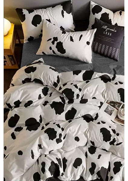 Lastikli Çarşaflı Nevresim Takımı Tek Kişilik Dalmaçyalı Gri Dalmatiangrey