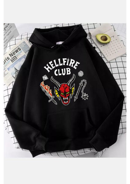 Hellfire Club Stranger Things Kapşonlu Sweatshirt