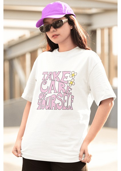Take Care Of Yourself Beyaz Tişört
