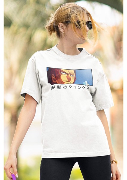 One Piece Shanks Eyes Beyaz Tişört
