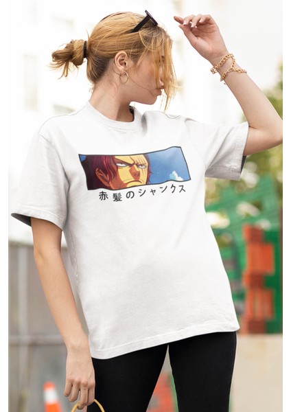 One Piece Shanks Eyes Beyaz Tişört