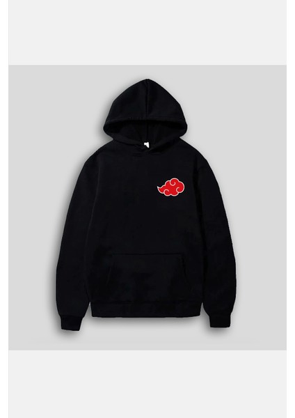 Akatsuki Bulut Ön-Arka Siyah Kapşonlu Sweatshirt
