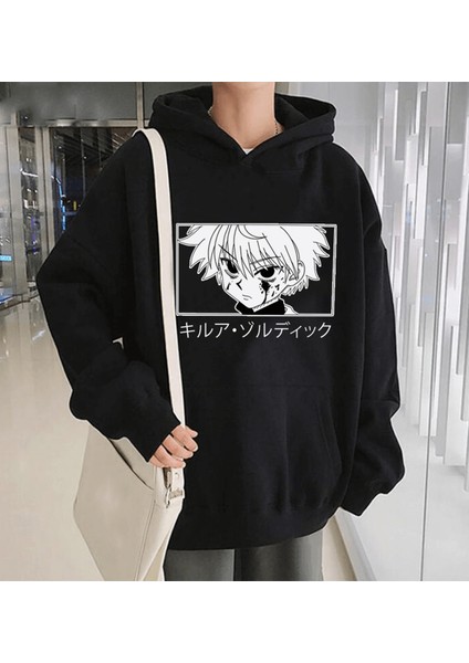 Anime Hunter x Hunter Killua Face Kapşonlu Sweatshirt