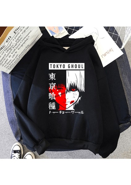 Anime Tokyo Ghoul Kaneki Face Kapşonlu Sweatshirt