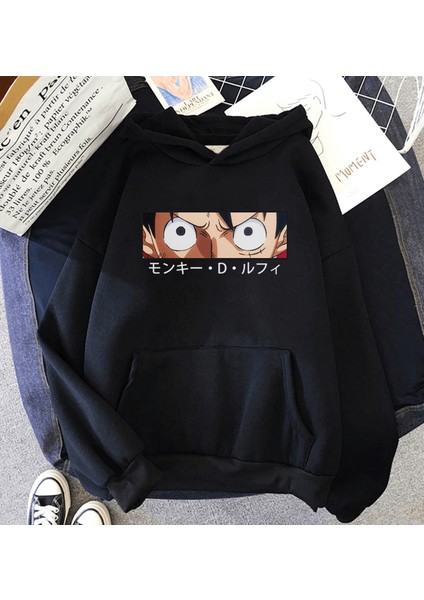Anime Luffy Eyes Kapşonlu Sweatshirt