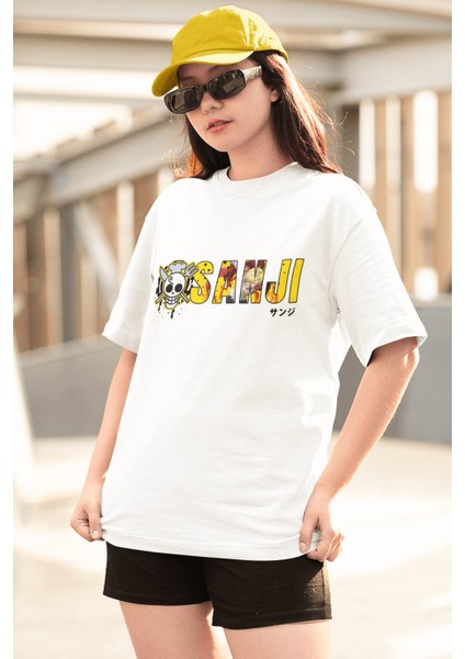One Piece Sanji Logo Beyaz Tişört