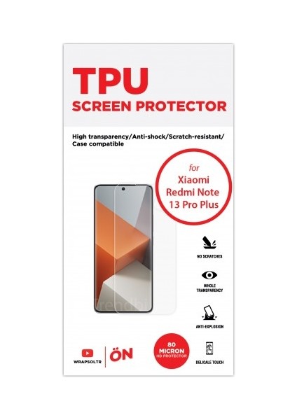 Xiaomi Redmi Note 13 Pro Plus Ekran Koruyucu Tpu Film