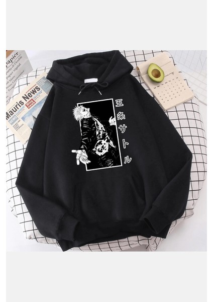 Jujutsu Kaisen Crayz Gojo Siyah Kapşonlu Sweatshirt