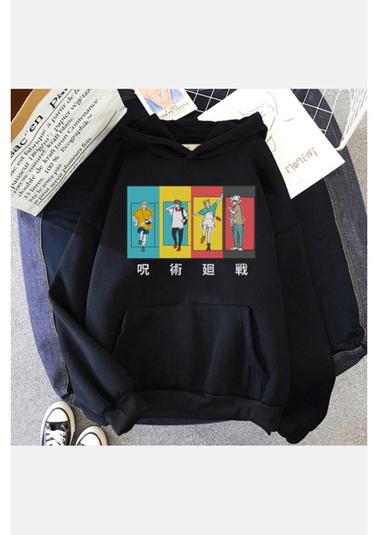 Jujutsu Kaisen Kolaj Kapşonlu Sweatshirt