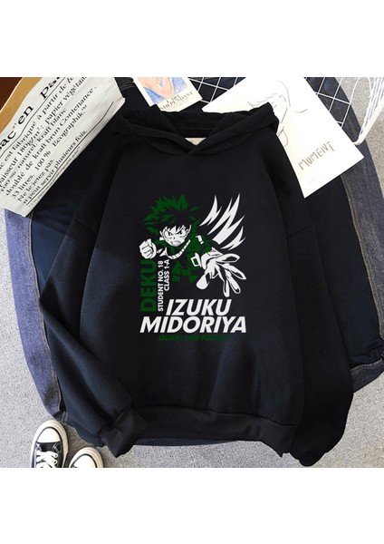 Anime My Hero Academia Deku Kapşonlu Sweatshirt