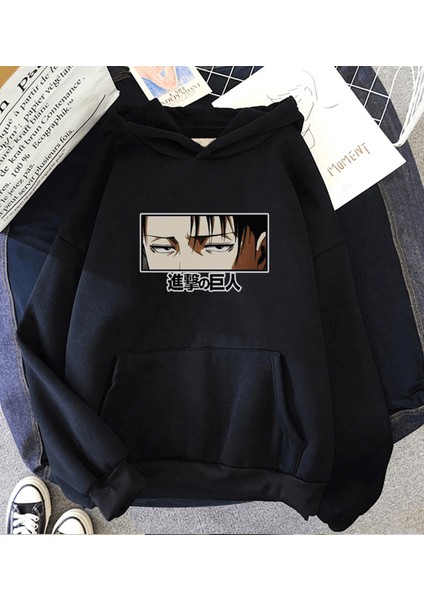 Anime Levi Face Kapşonlu Sweatshirt