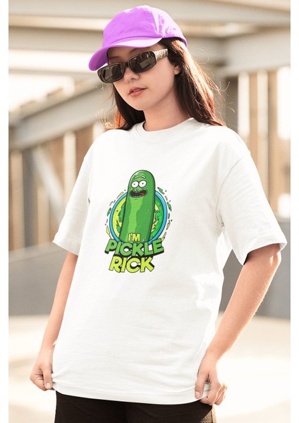 Pickle Rick Tasarım Beyaz Tişört