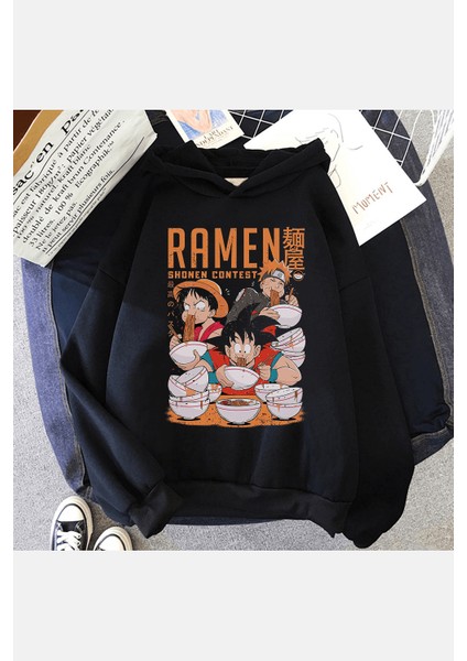 Naruto Luffy Goku Ramen Kapşonlu Sweatshirt