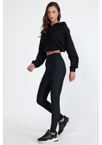 Kadın Şardonlu Toparlayıcı Yüksek Bel Polarlı Siyah Tayt modelleri