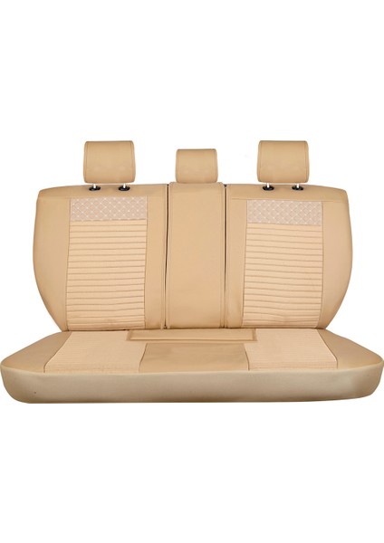 Volkswagen Eos Uyumlu Yarı Deri Oto Koltuk Kılıfı Ön-Arka Set Elite Series Bej