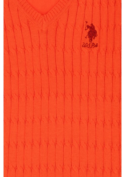 U.S. Polo Assn. Kız Çocuk Oranj Triko Kazak 50275632-VR181