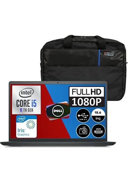Inspiron 3520 Intel Core I5 1135G7 8gb 512GB SSD 120Hz Windows 11 Pro 15.6" Fhd Taşınabilir Bilgisayar + Çanta