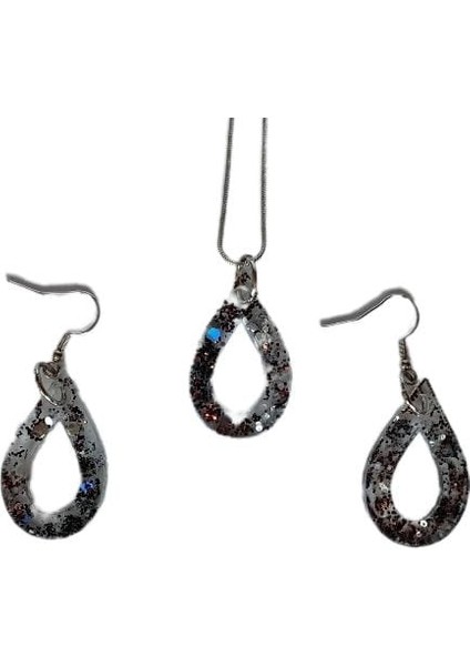 Su Damlası Figürlü Kolye ve Küpe Takı Seti modelleri