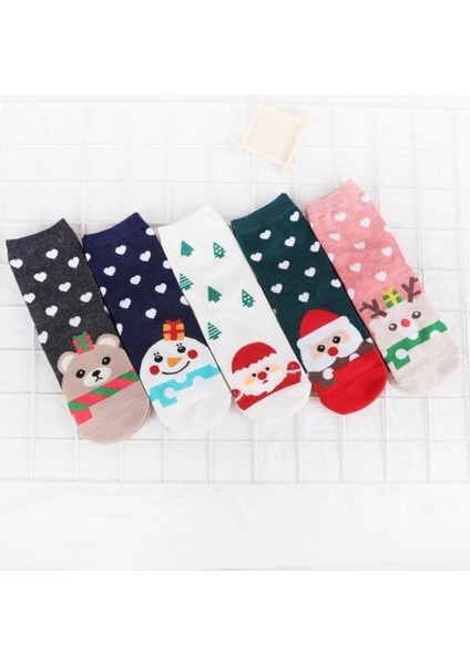 5 Çift Yılbaşı Christmas Noel Renkli Patik Çoraplar Seti fiyatları