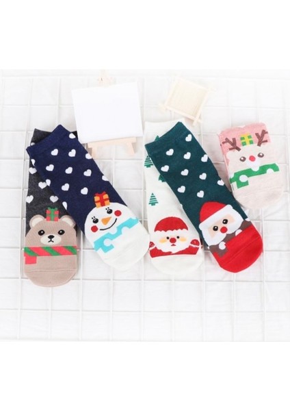 5 Çift Yılbaşı Christmas Noel Renkli Patik Çoraplar Seti modelleri