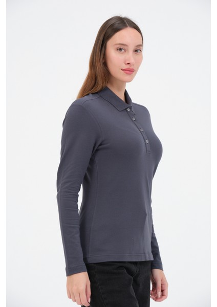 Füme Bayan Regular Fit Uzun Kollu Polo fiyatları