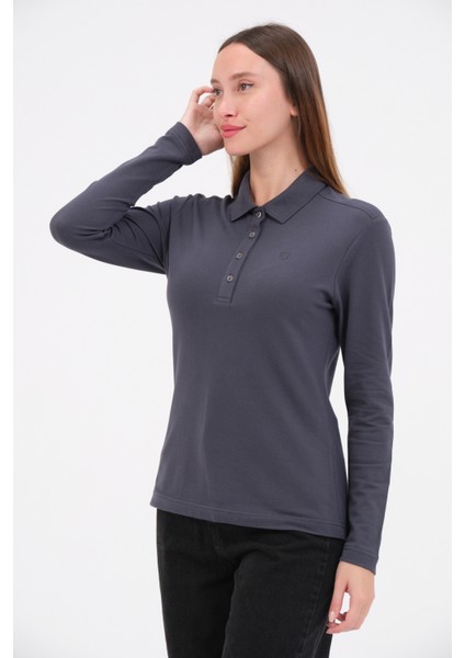 Füme Bayan Regular Fit Uzun Kollu Polo modelleri