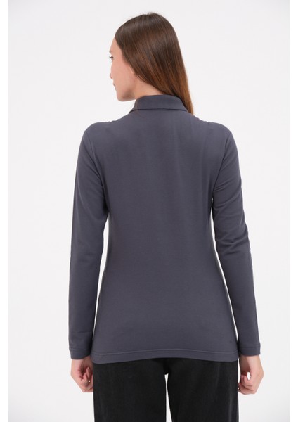 Füme Bayan Regular Fit Uzun Kollu Polo fırsatları