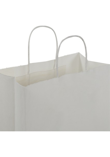 25x12x31-100 Adet Burgu Saplı Beyaz Kraft Çanta modelleri