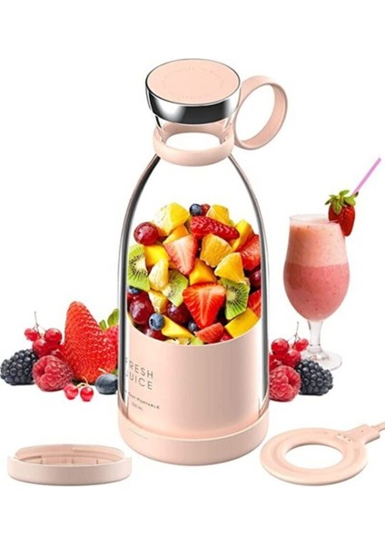 Taşınabilir Blender Şişe Smoothie, Shake Yapıcı, Mini Blender USB Şarj Edilebilir, 350 ml